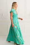 Flores Gown in Acqua Green