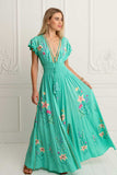 Flores Gown in Acqua Green