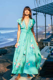 Flores Gown in Acqua Green